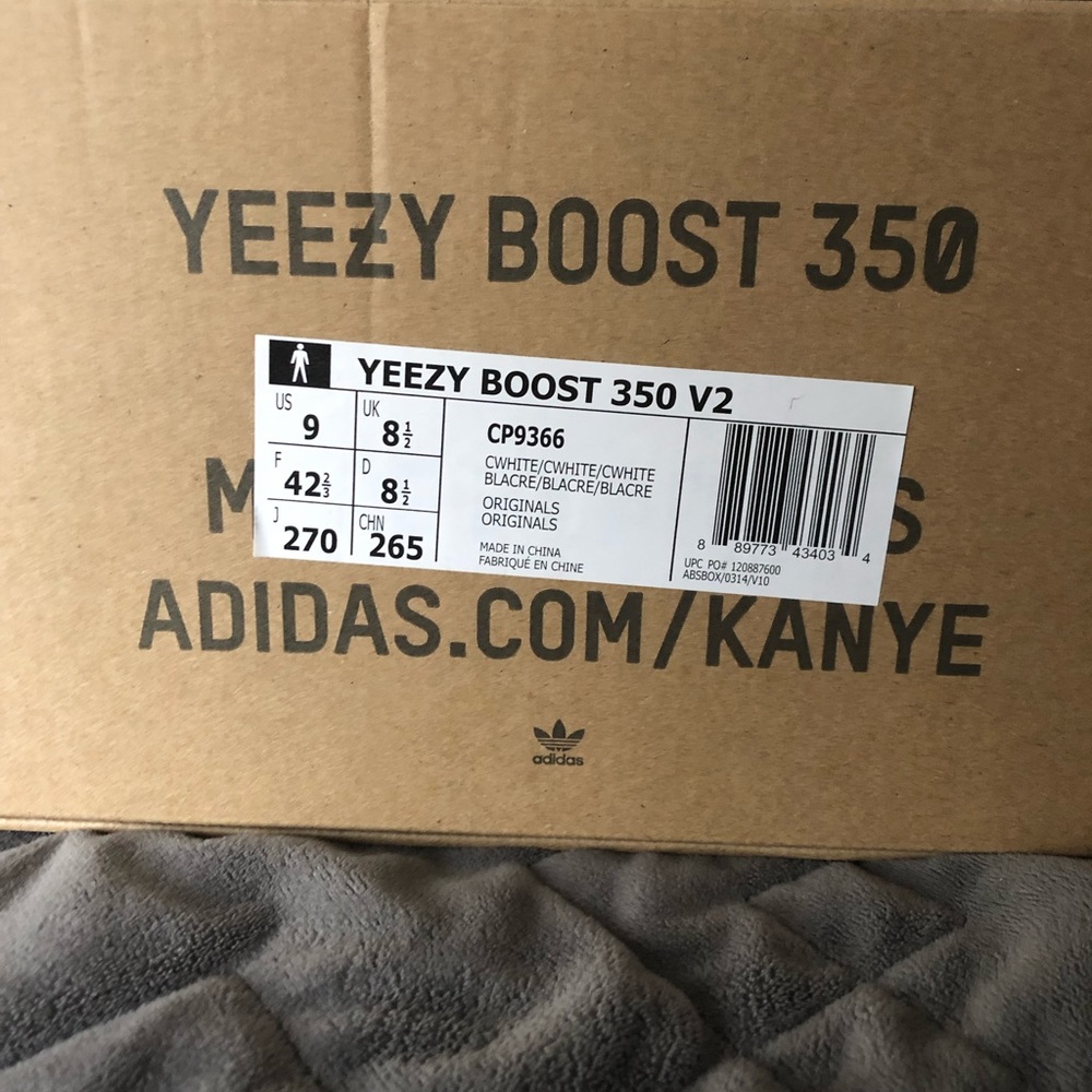 Size 9 Yeezy triple white v2 deadstock